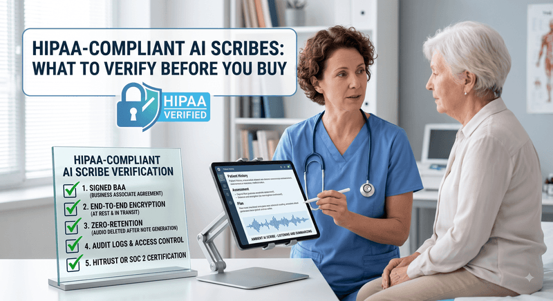 HIPAA-Compliant AI Scribes: What to Verify Before You Buy banner image
